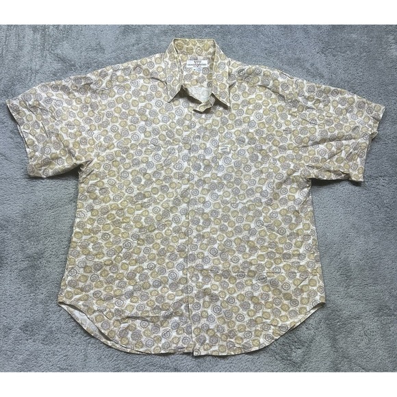 VTG Guess‎ by Georges Marciano Button Up Shirt Mens M Beige Made USA Floral 90s - Picture 1 of 12